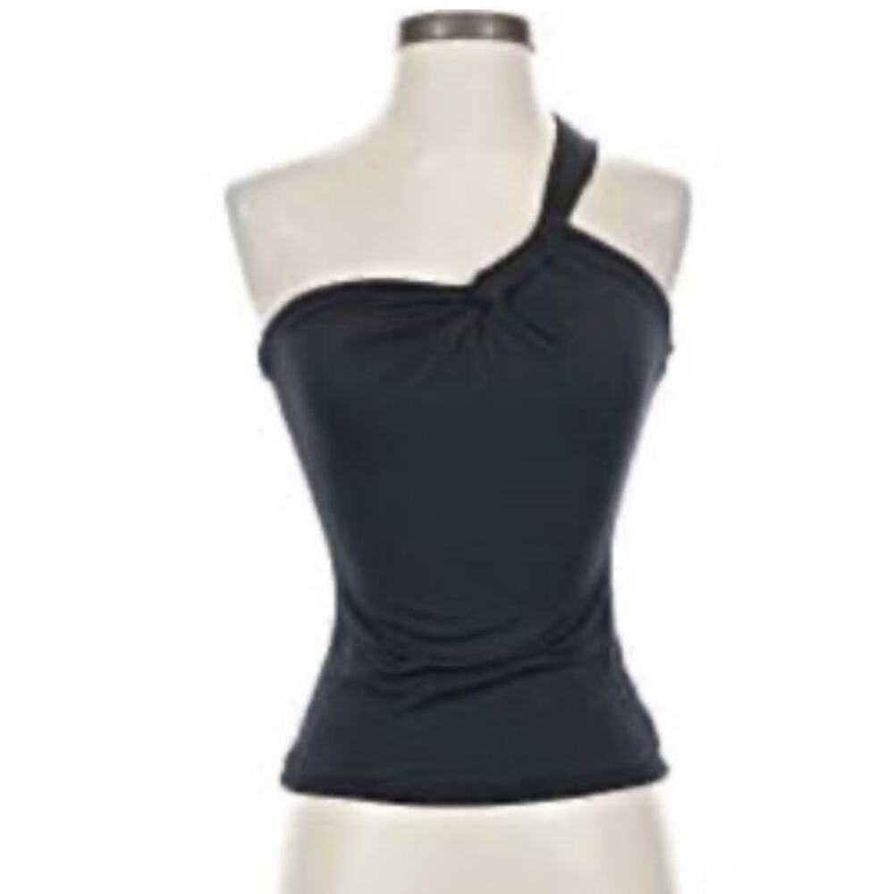 abercrombie and fitch seamless fabric one shoulder twist top dark blue size xs